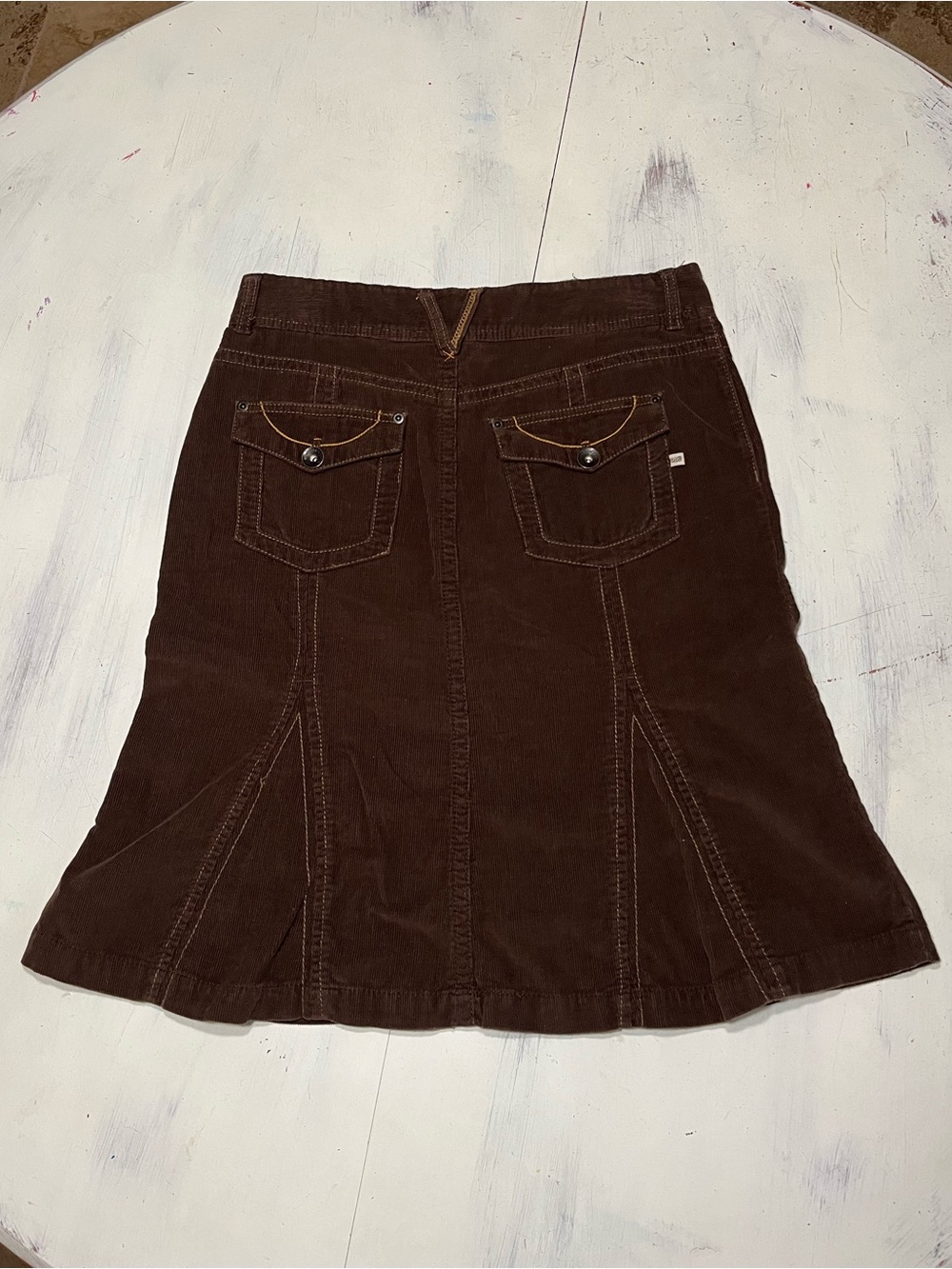 Vintage Y2K 90’s Fluted At Knee Corduroy Panel Cotton Skirt Sz 7 Unionbay - Picture 3 of 5